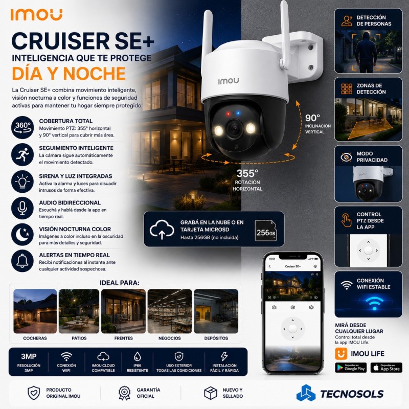 Camara Wifi Exterior Imou Cruiser Se+ 3mp Vision Color