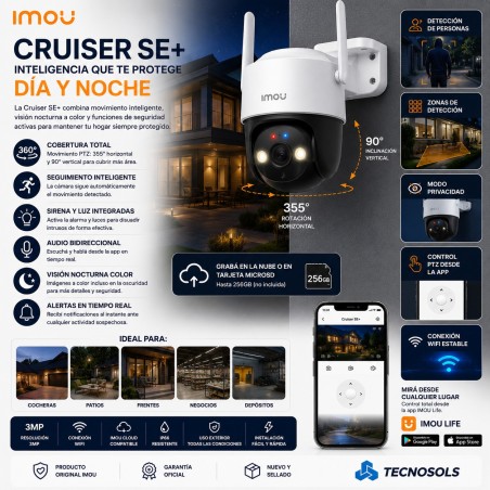 Camara Wifi Exterior Imou Cruiser Se+ 3mp Vision Color