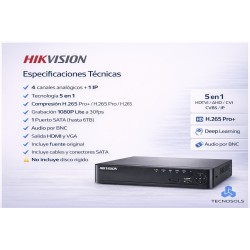 Dvr 4 Canales 5 En 1 Audio Bnc Ds-7204hghi-m1