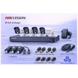 Kit Seguridad Hikvision Dvr 4 Ch + 4 Cámaras Full Hd Ext