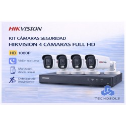 Kit Seguridad Hikvision Dvr 4 Ch + 4 Cámaras Full Hd Ext