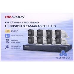 Kit Seguridad Hikvision Dvr 8 Ch + 8 Cámaras Full Hd Ext