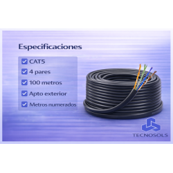 Cable Utp Cat5 Ext. 100m Netquality 4 Pares Numerado Cctv