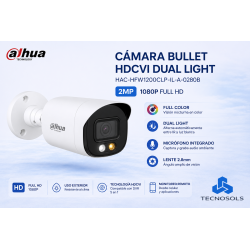 Camara Exterior Dahua 1080p Con Microfono Dual Light HFW1200CLP-IL-A
