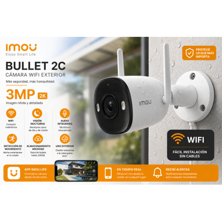 Camara Wifi Exterior Imou Bullet 2c 3mp Vision Nocturna K3CP-3H0WY